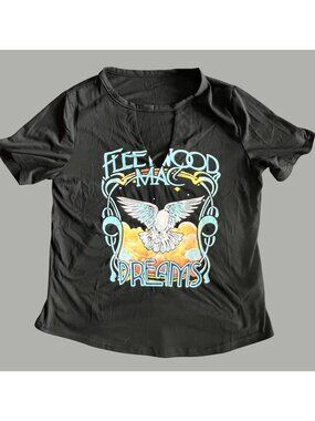 Fleetwood Mac Dreams Graphic Tee With Keyhole Neck Black Size M Soft Stretch Ble